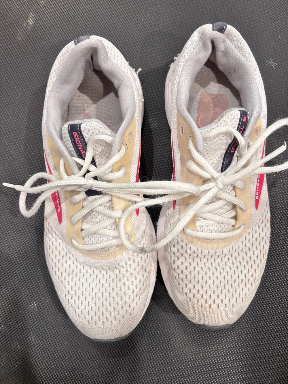Brooks Women's White and Pink Running Shoes(fits like a size 7!!)